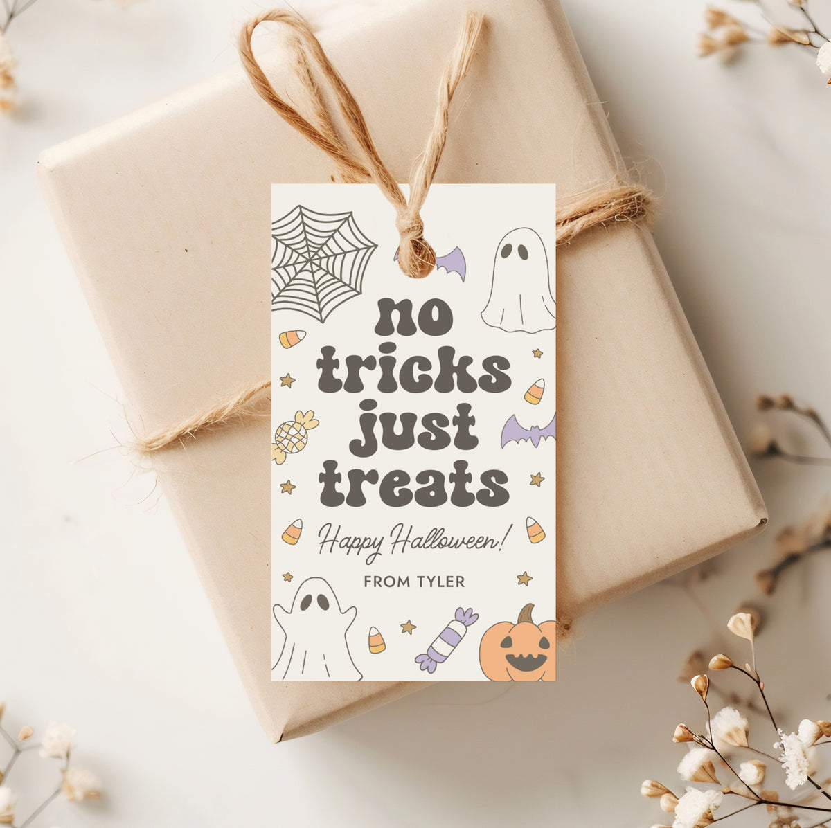 Halloween Tag Template (No Tricks Retro)