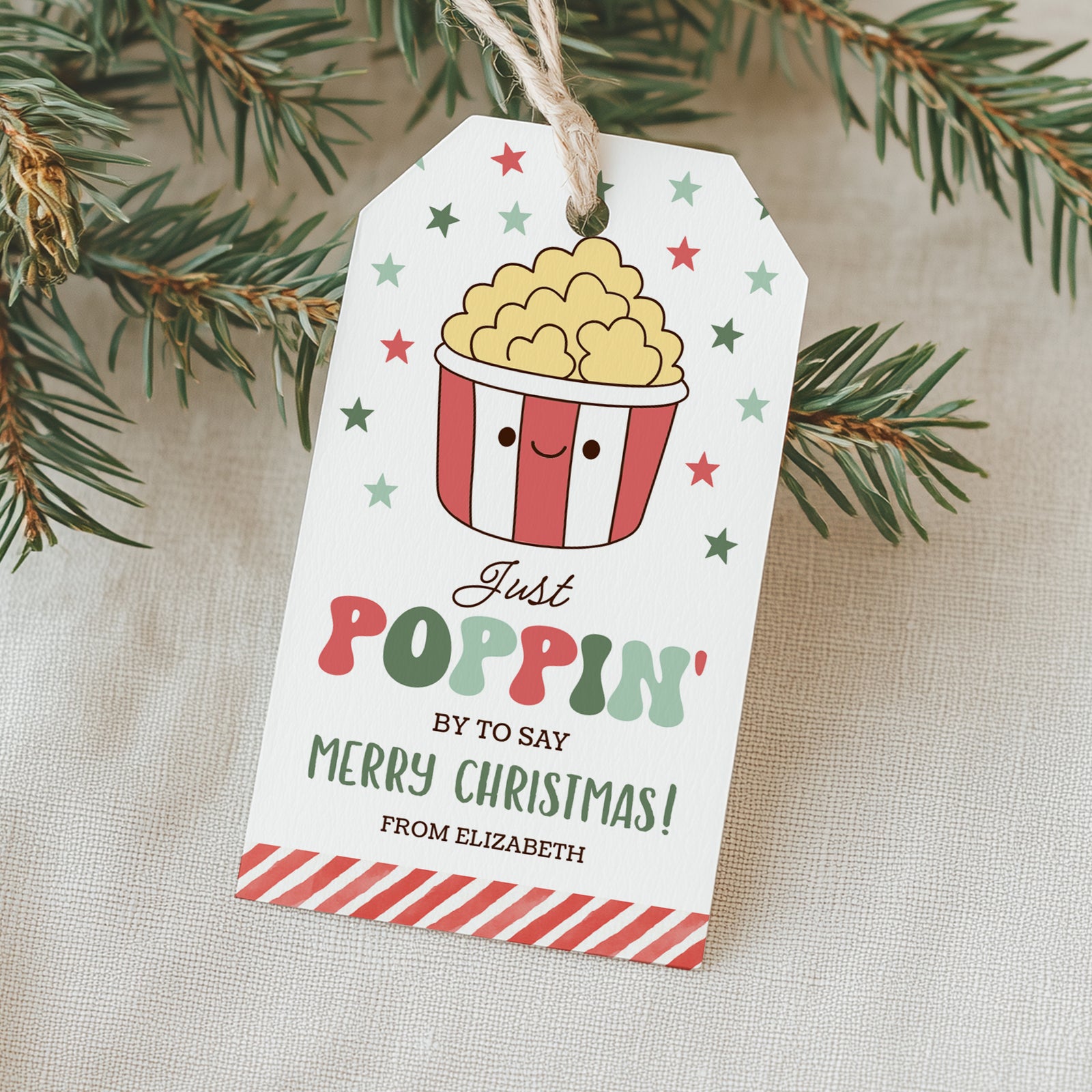 Holiday Popcorn Tag Template