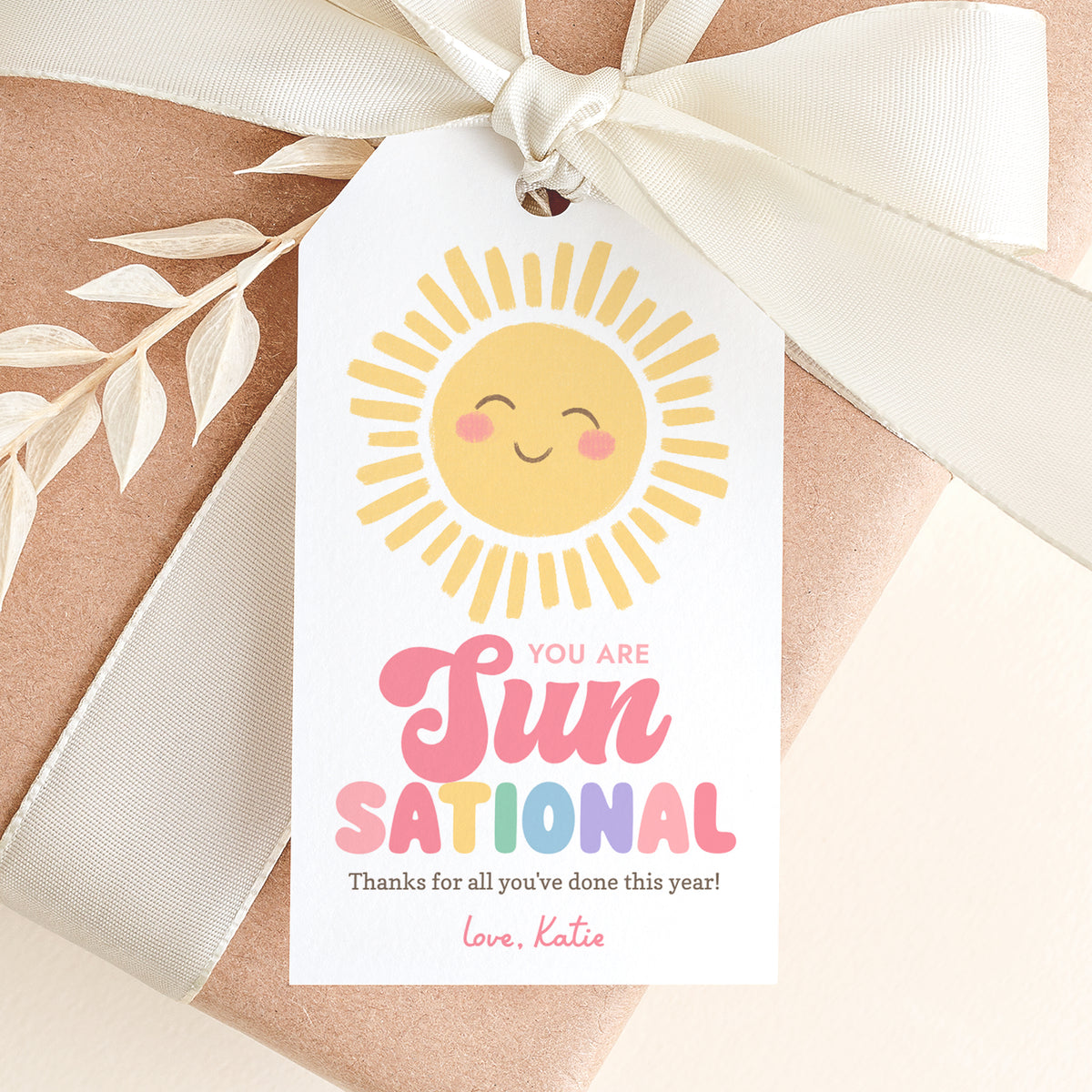 Sunsational Teacher Appreciation Tag Template