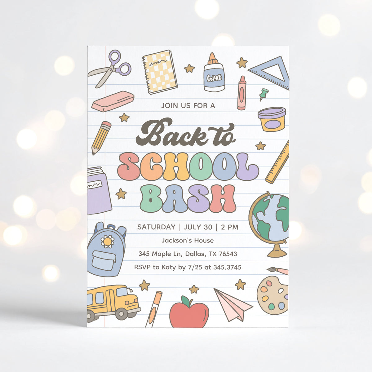 Back to School Back Invitation Template (Retro)
