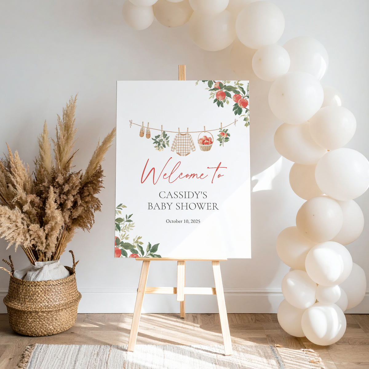 Apple Baby Shower Welcome Sign Template