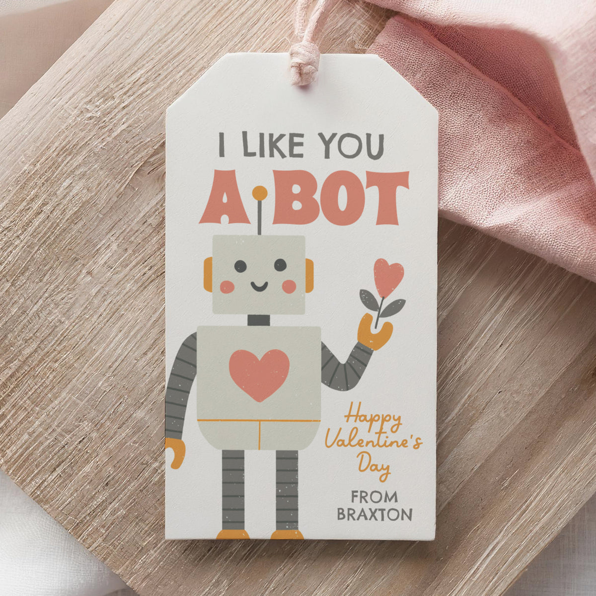 Robot Valentine's Tag Template