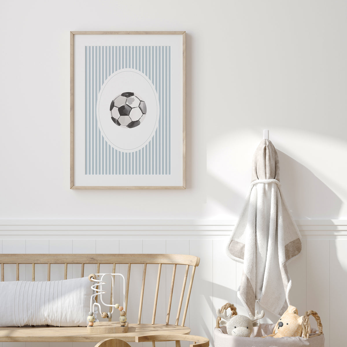 Blue Vintage Soccer Ball Print