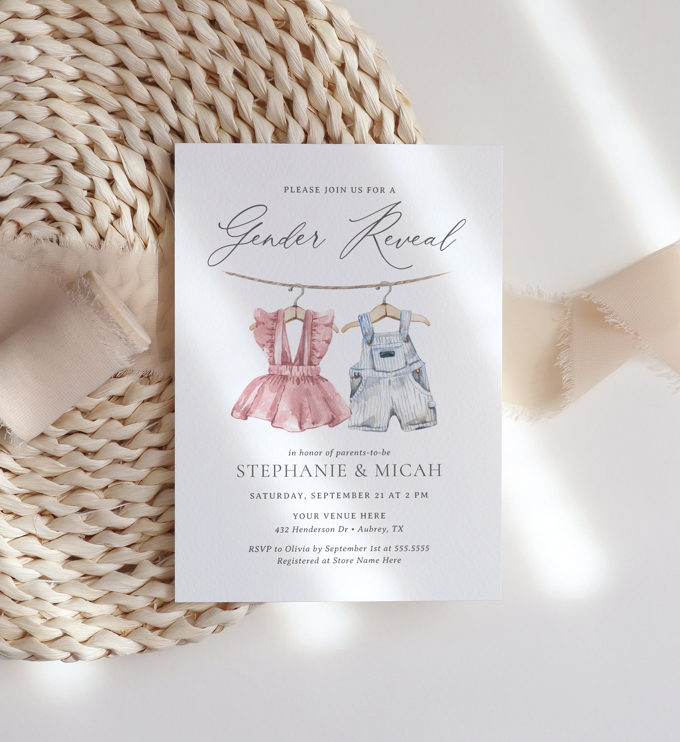 Editable Pink and Blue Baby Clothes Gender Reveal Invitation Template - Little Folk Printables Editable Pink and Blue Baby Clothes Gender Reveal Invitation Template - Little Folk Printables