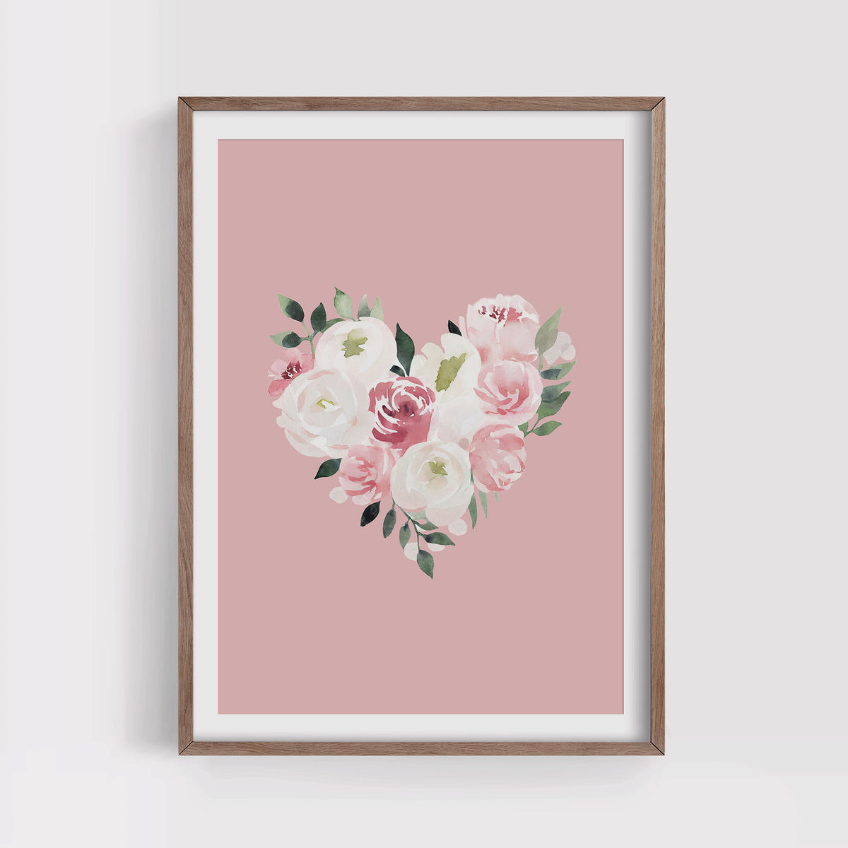 Pink Floral Heart Print