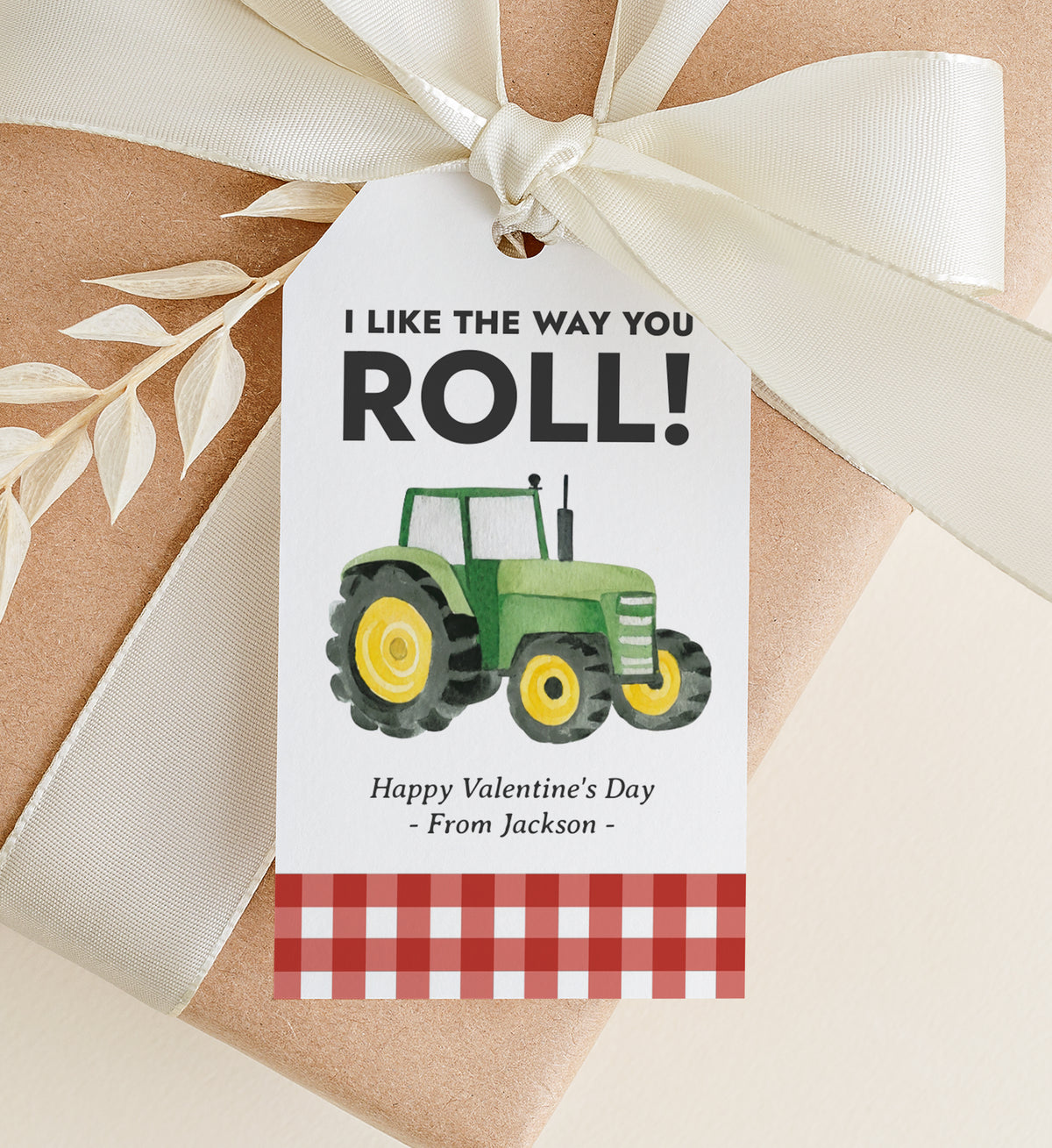 Tractor Valentine's Tag Template