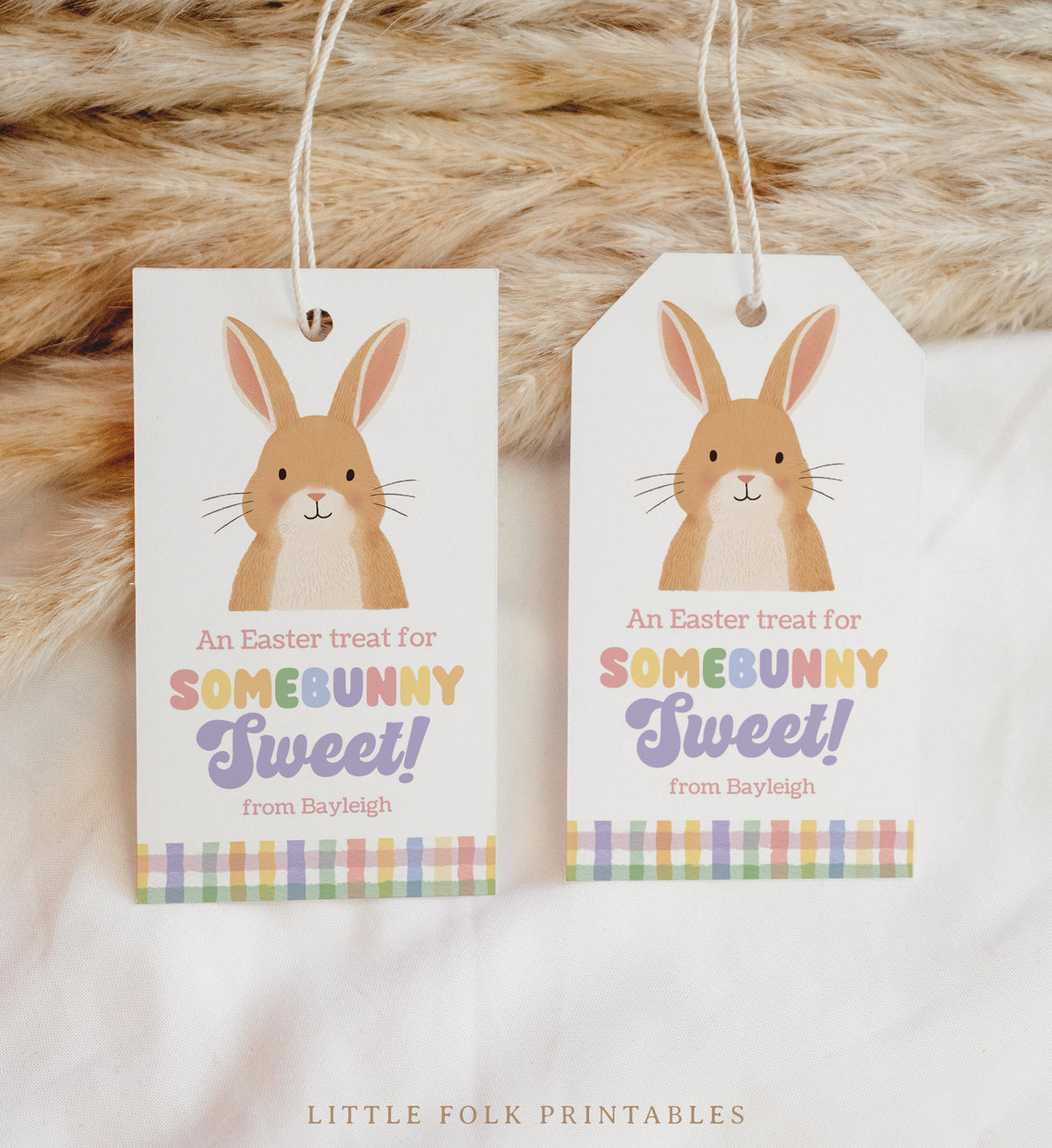 Gingham Easter Bunny Treat Tag