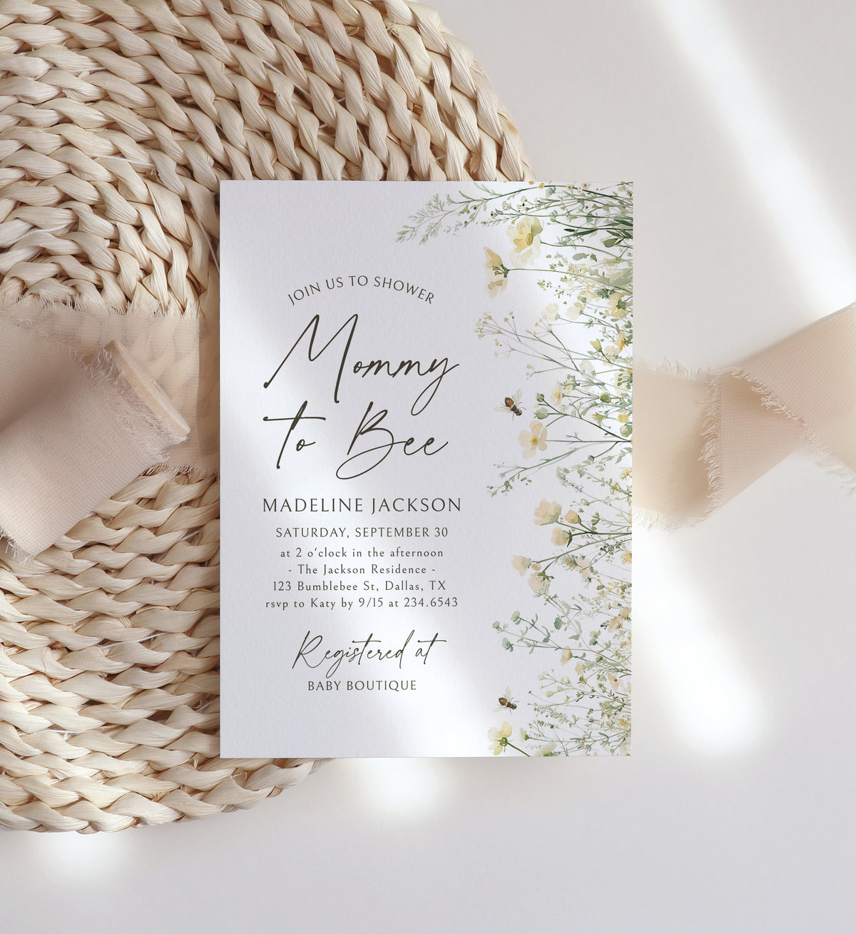 Mommy to Bee Wildflower Baby Shower Invitation