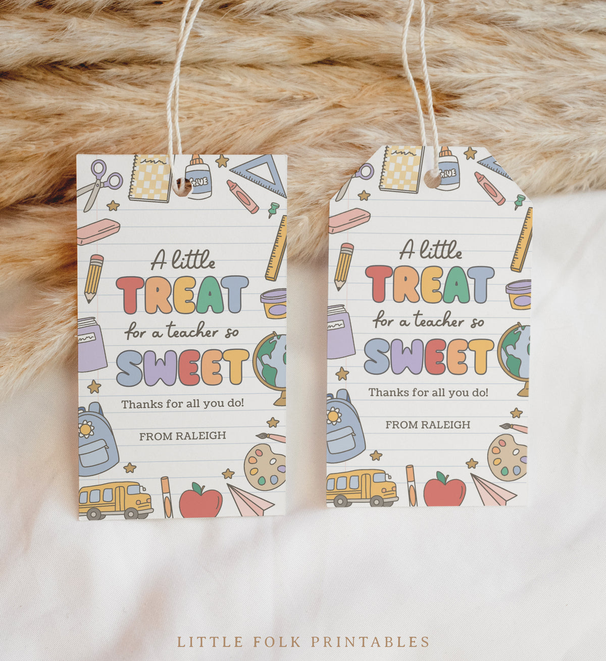 A Little Treat Retro School Supplies Teacher Appreciation Tag Template