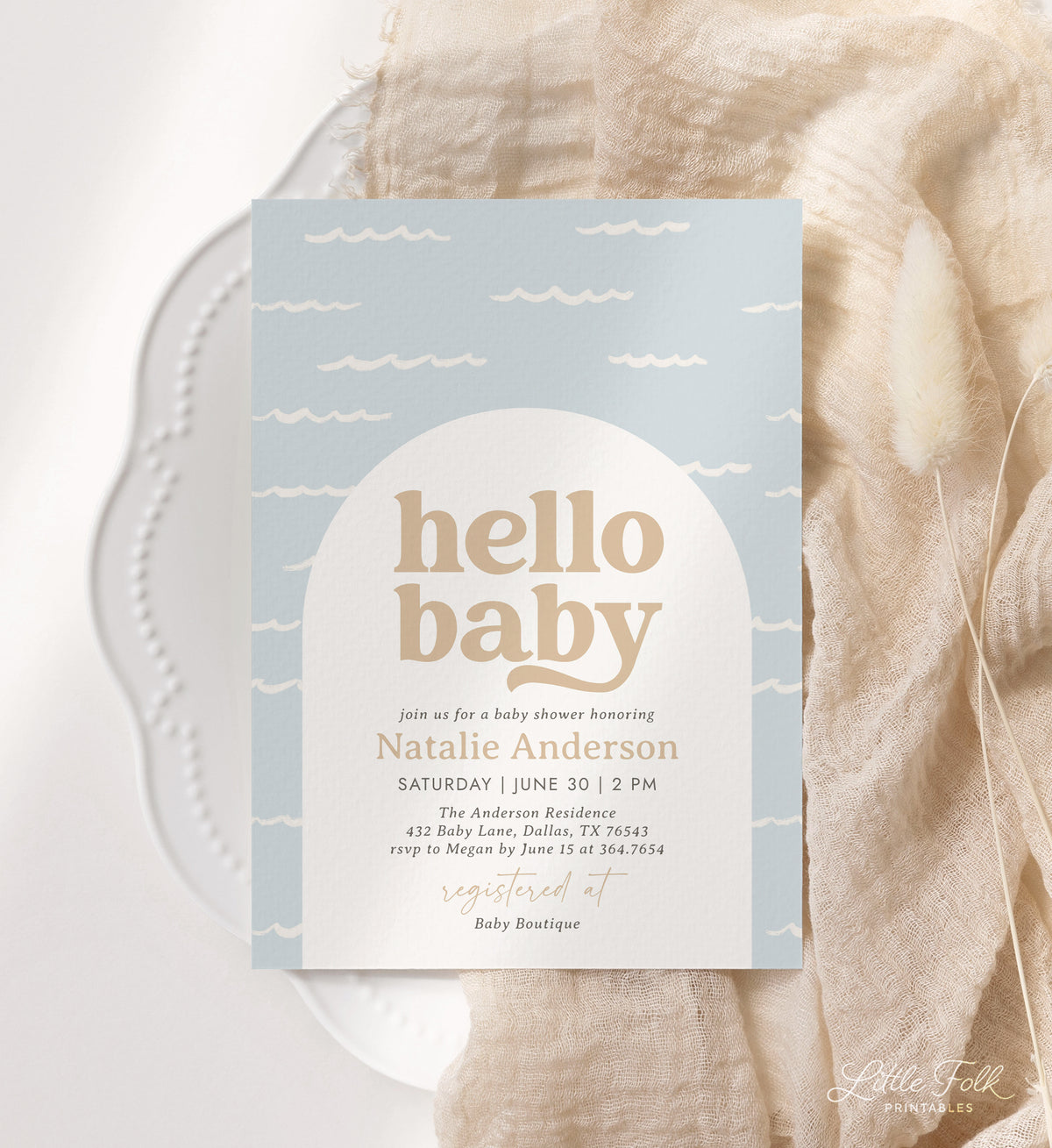 Ocean Waves Baby Shower Invitation