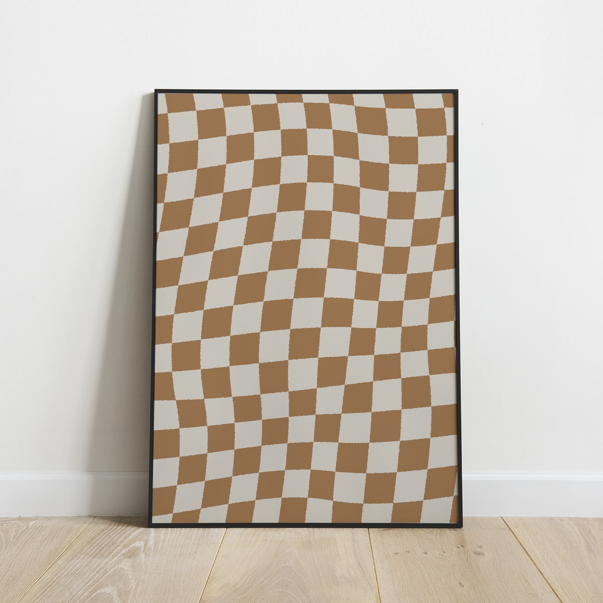 Wavy Orange Checkers Print