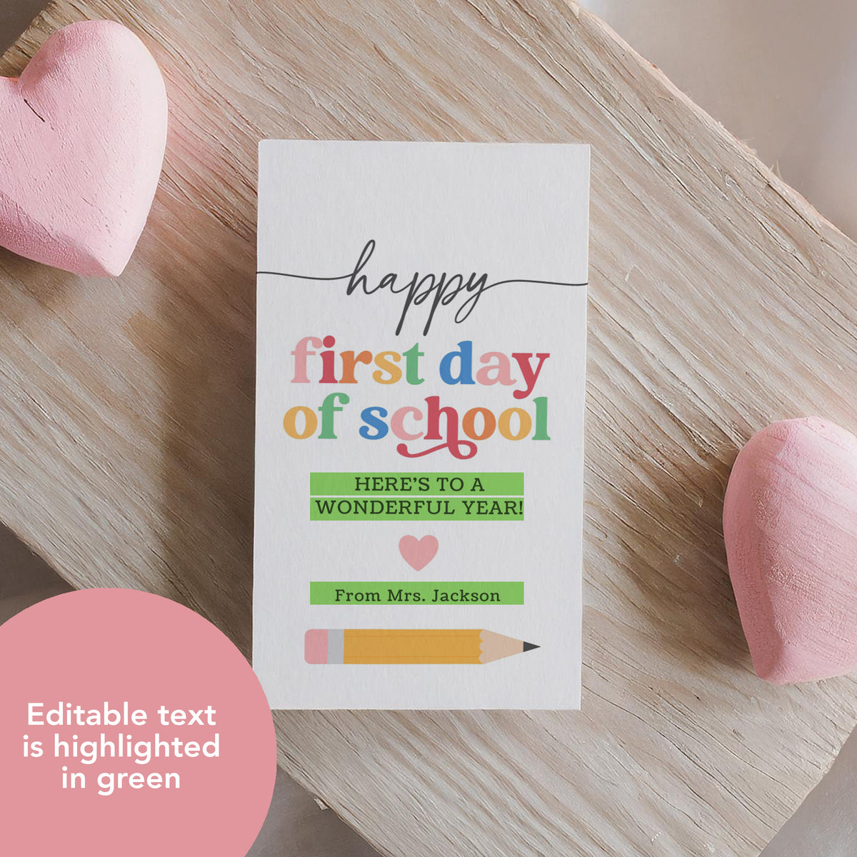 Back to School Tag Template (Happy First Day Rainbow)