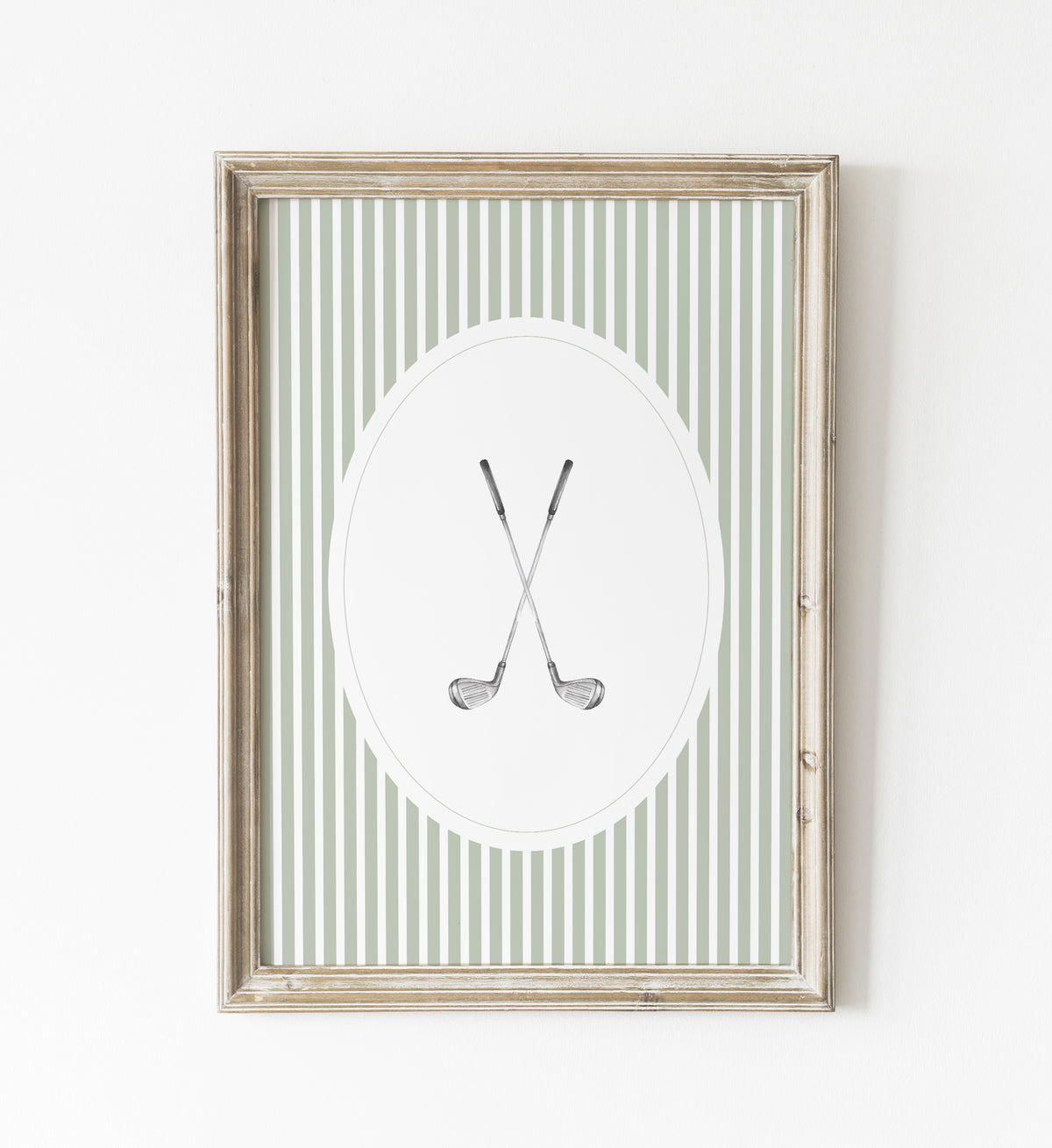 Sage Green Vintage Golf Clubs Print