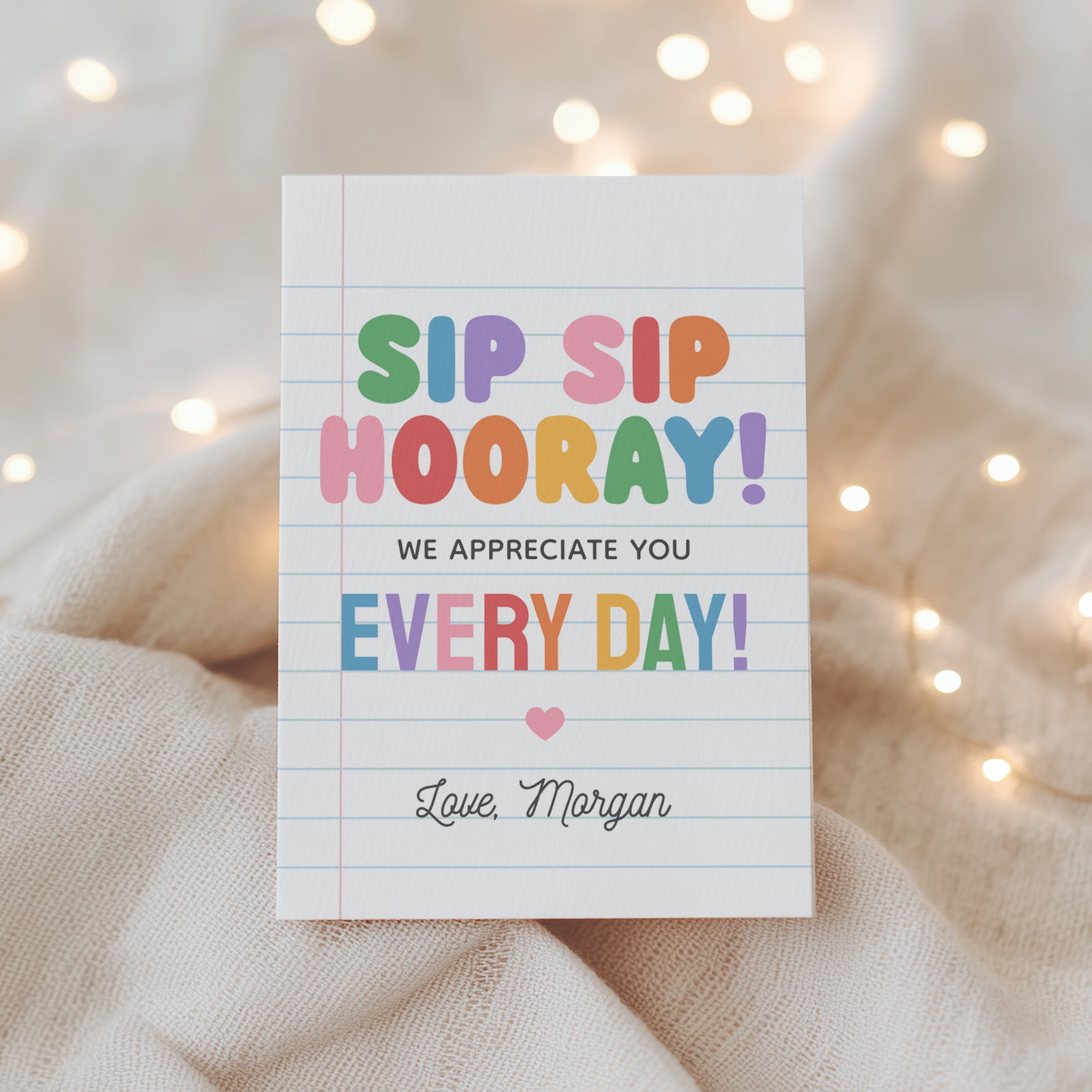 Sip Sip Hooray Notebook Teacher Appreciation Tag Template