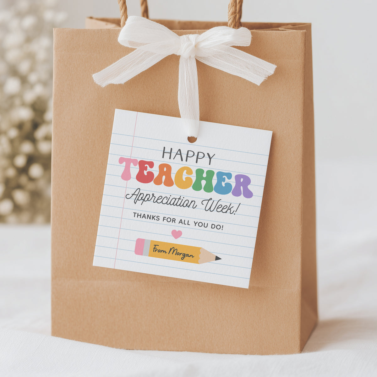 Notebook Teacher Appreciation Tag Template