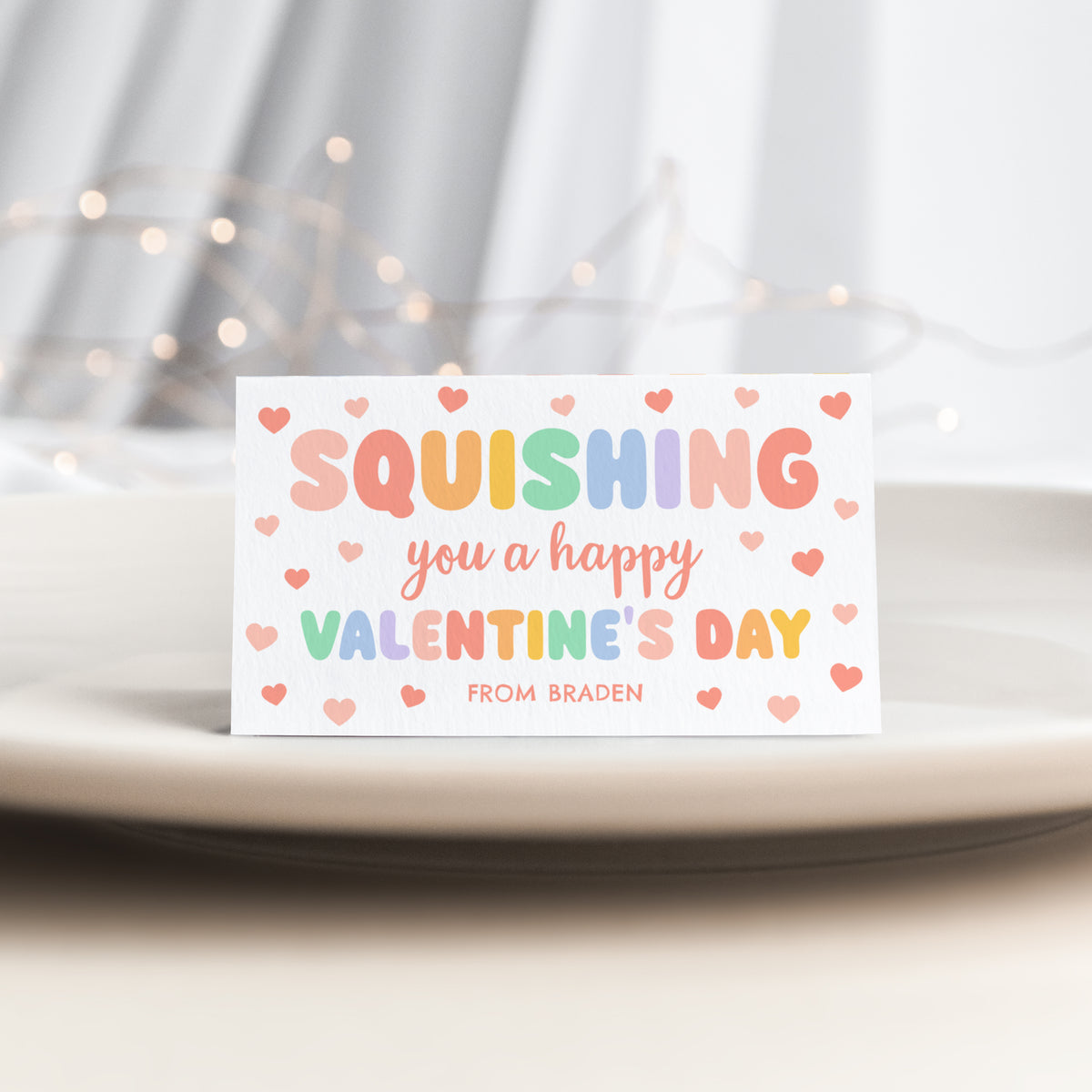 Squish Toy Valentine's Bag Topper Template