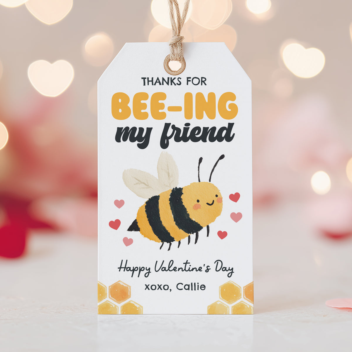 Bee Valentine's Tag Template