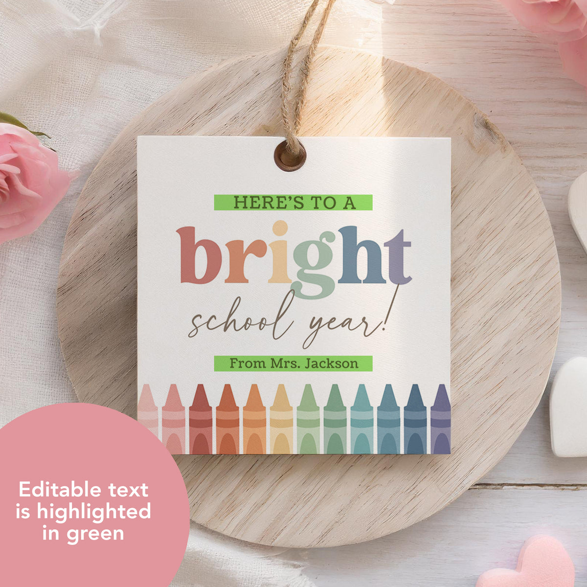 Back to School Tag Template (Crayons)