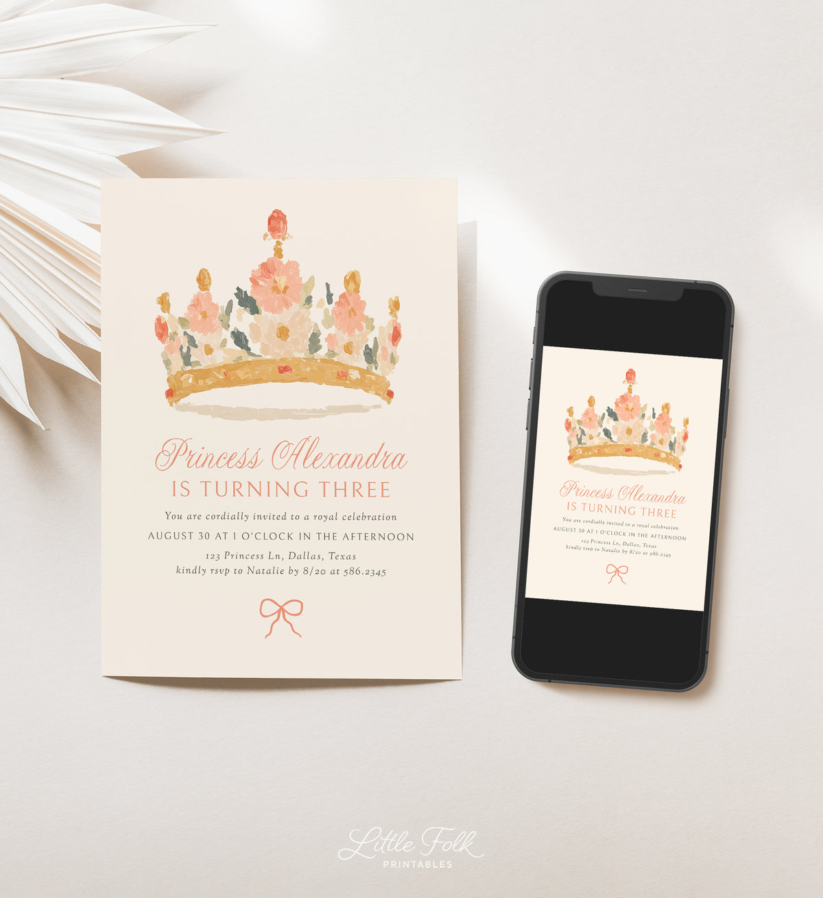 Princess Tiara Birthday Invitation Template