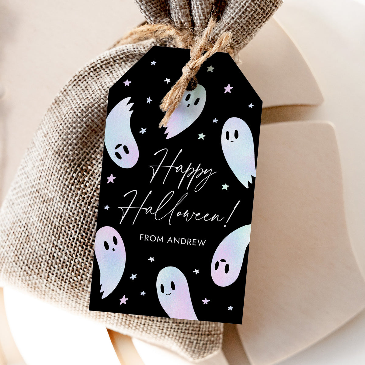 Halloween Tag Template (Holographic Ghosts)