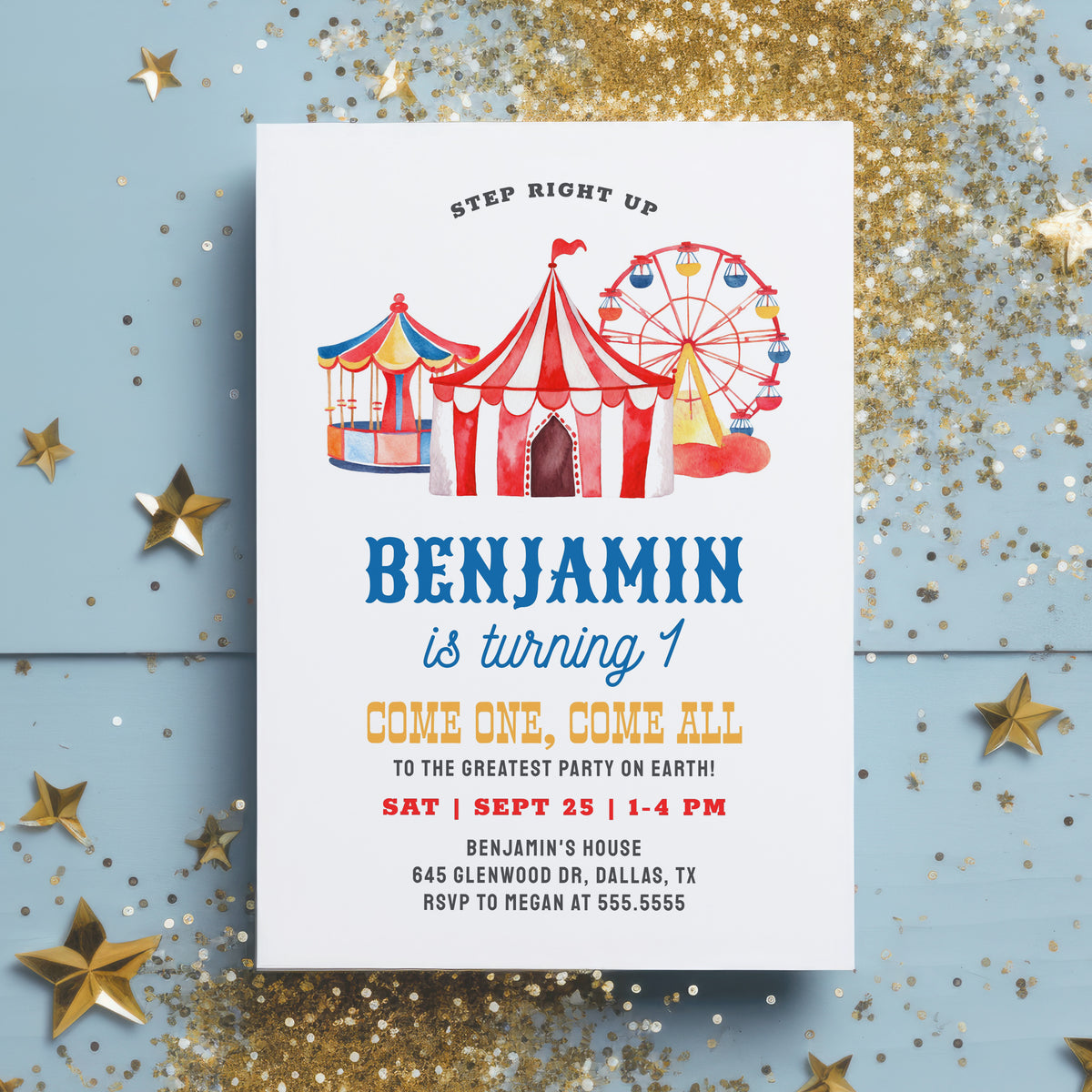 Editable Circus Birthday Invitation