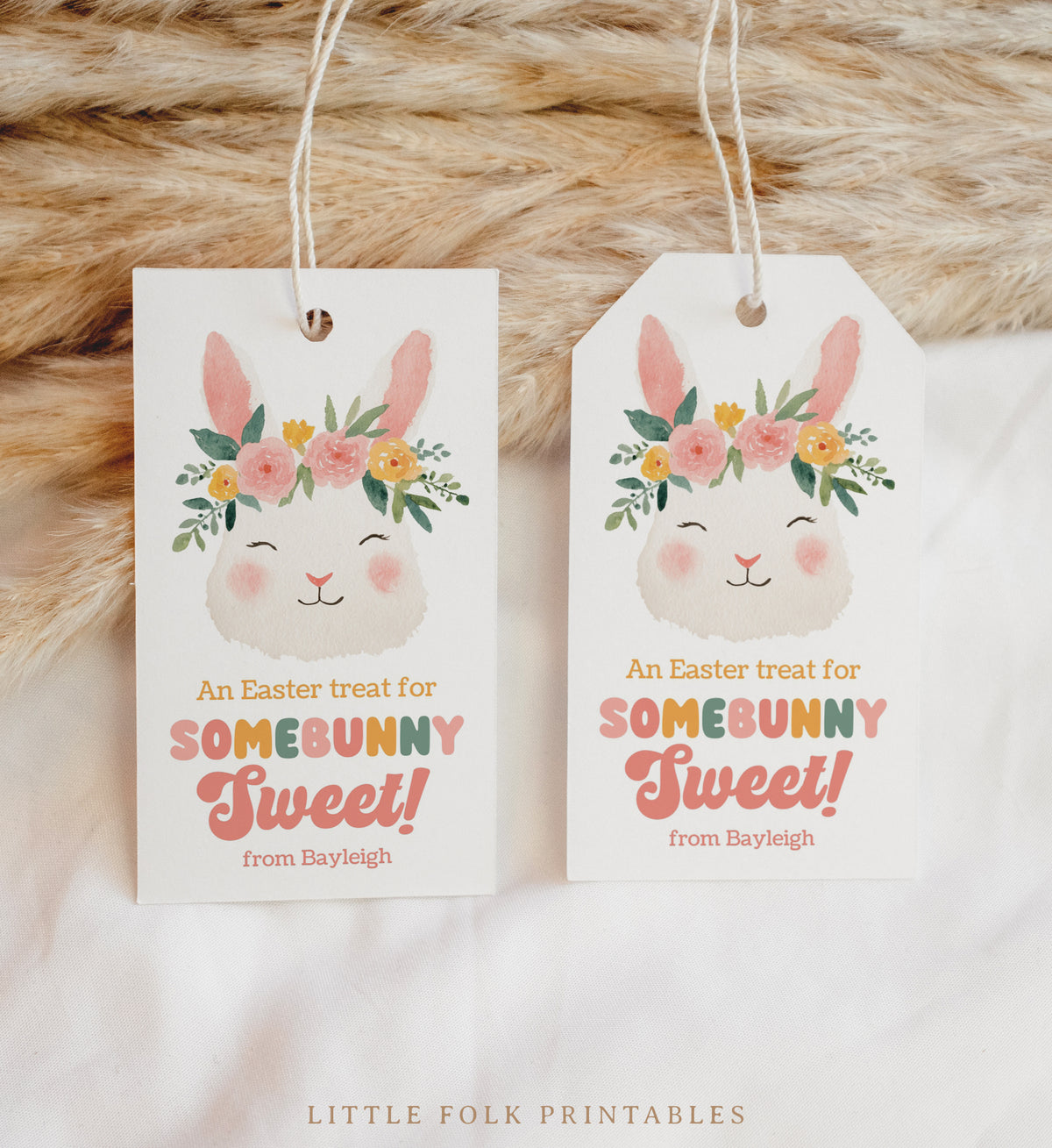 Flower Crown Bunny Easter Tag