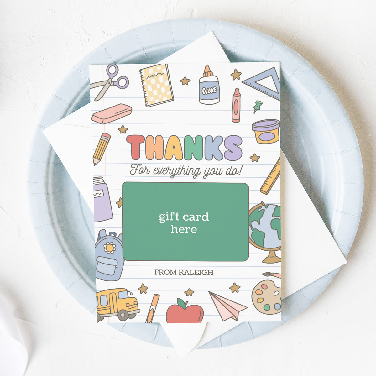 Retro School Supplies Teacher Gift Card Holder
