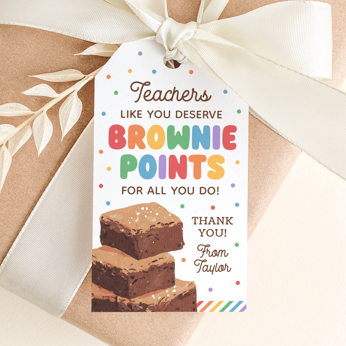 Brownie Points Teacher Appreciation Tag Template