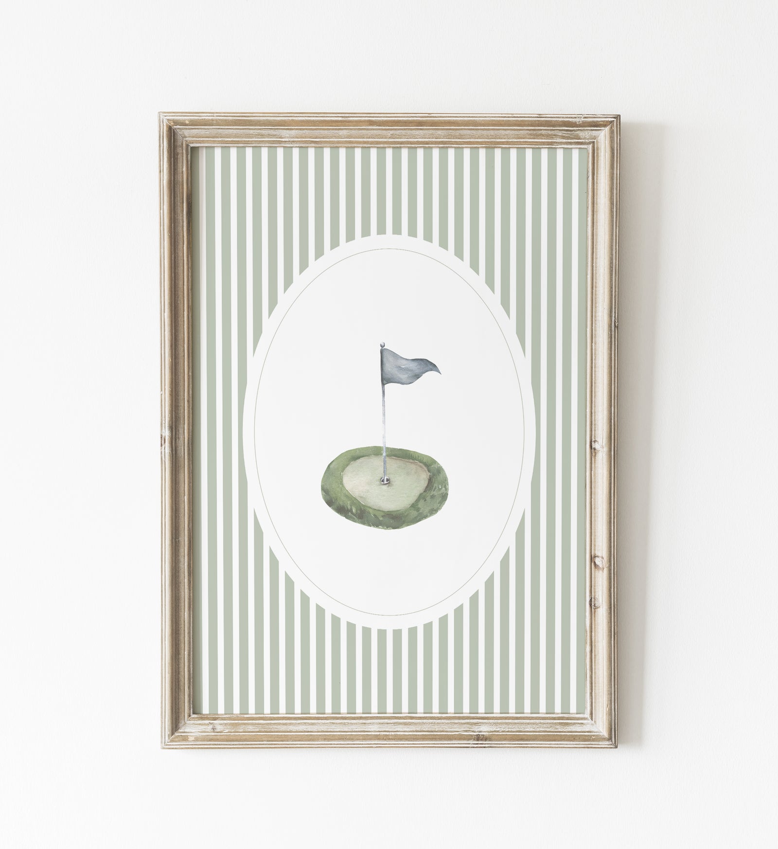 Sage Green Vintage Golf Course Print