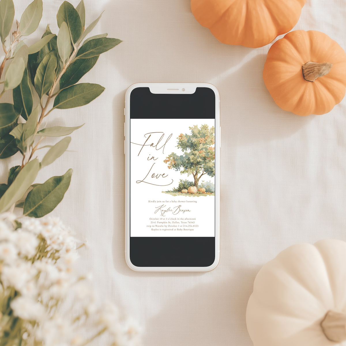 Fall in Love Oak Tree Baby Shower Invitation