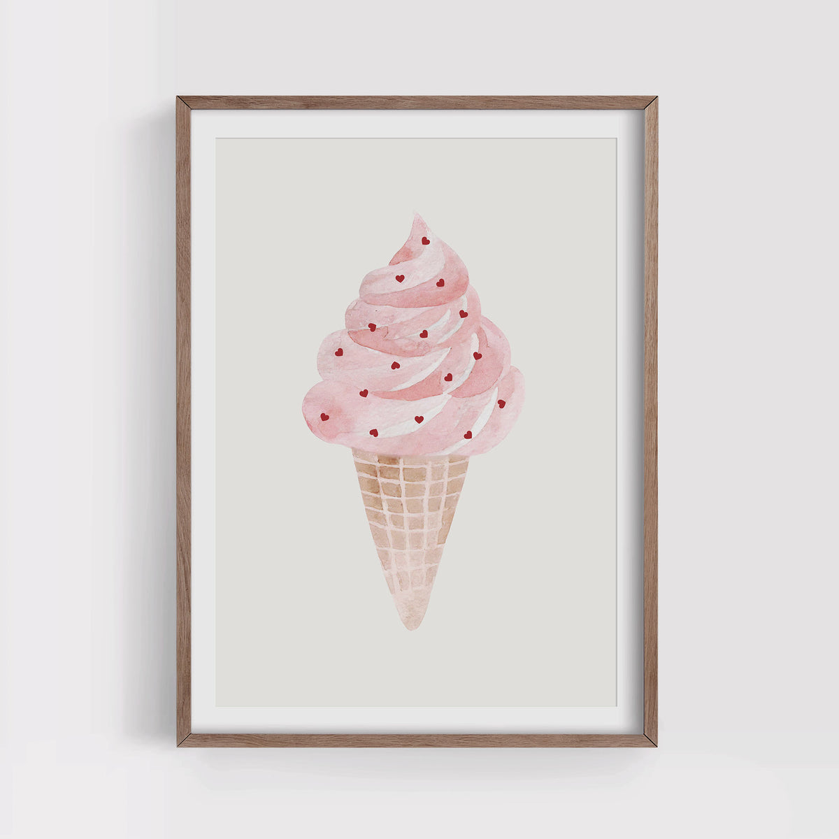 Ice Cream With Heart Sprinkles Print
