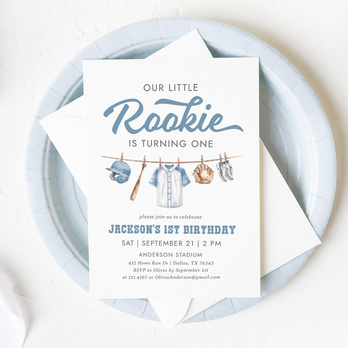 Baseball Clothesline Birthday Invitation Template