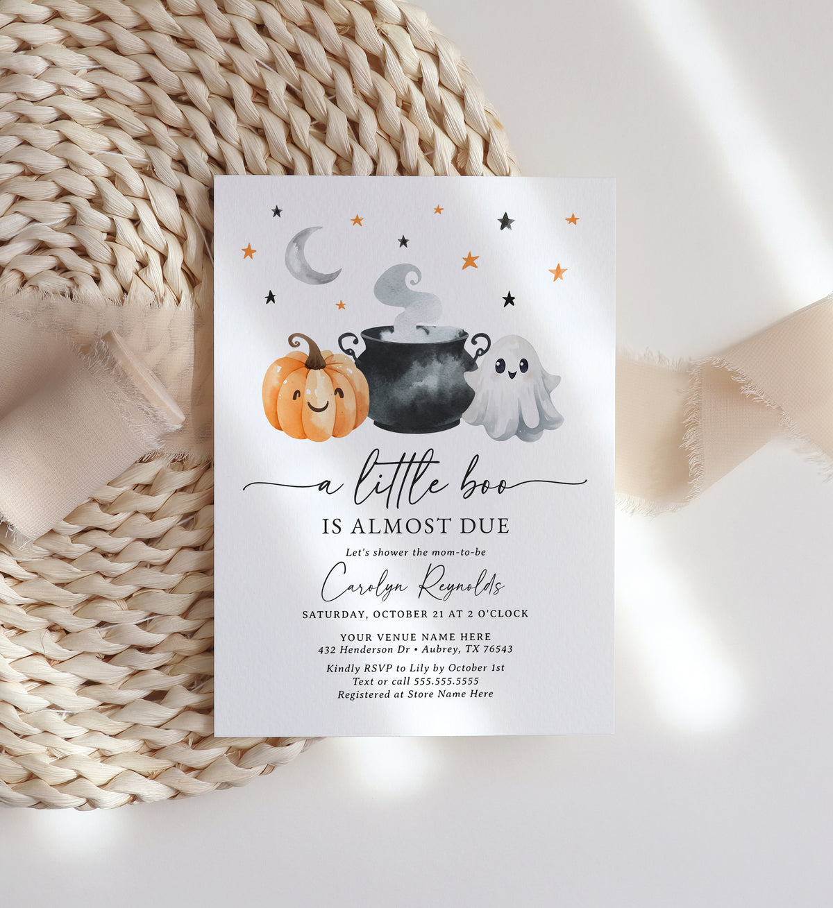 A Little Boo is Almost Due Pumpkin Baby Shower Invitation Template