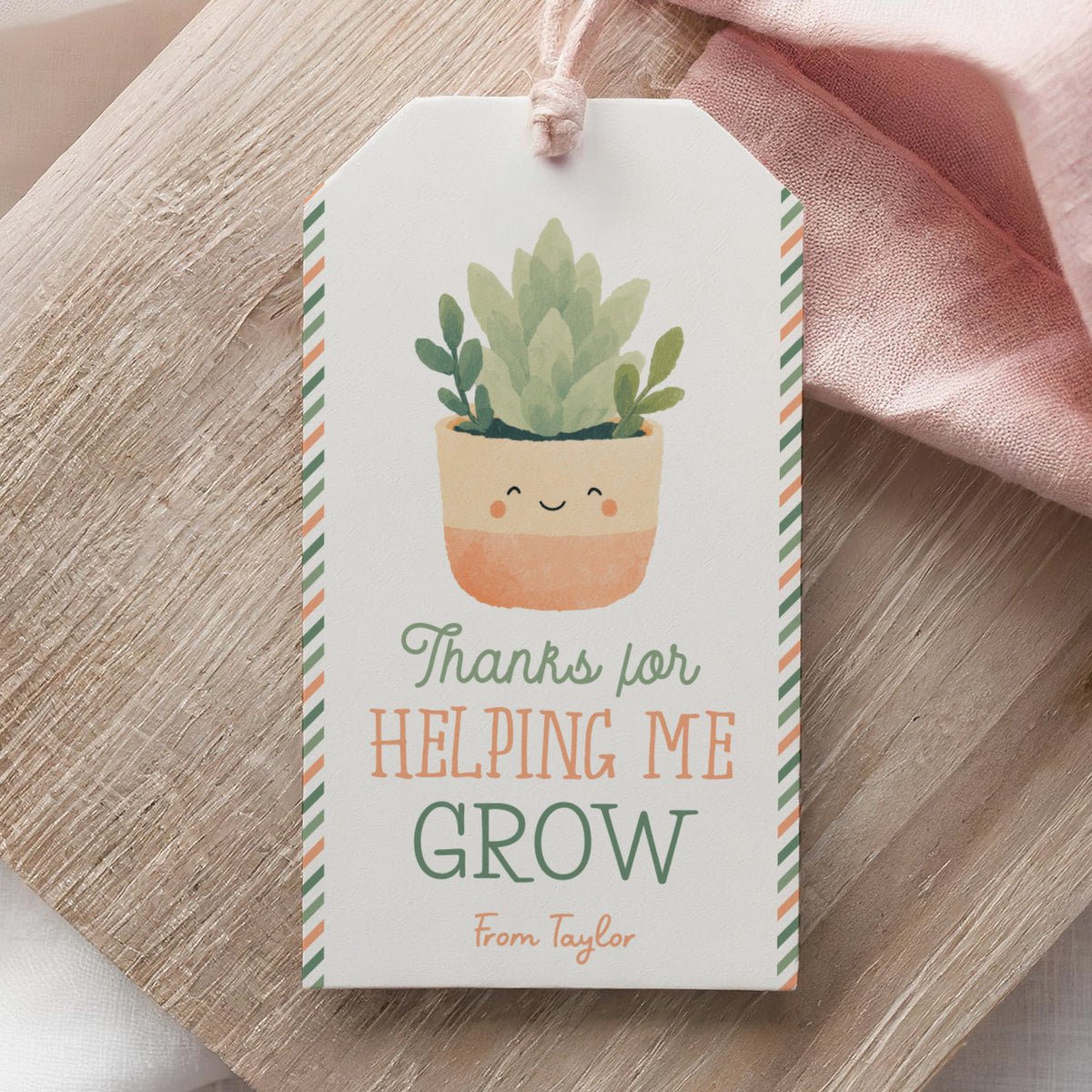 Succulent Teacher Appreciation Tag Template