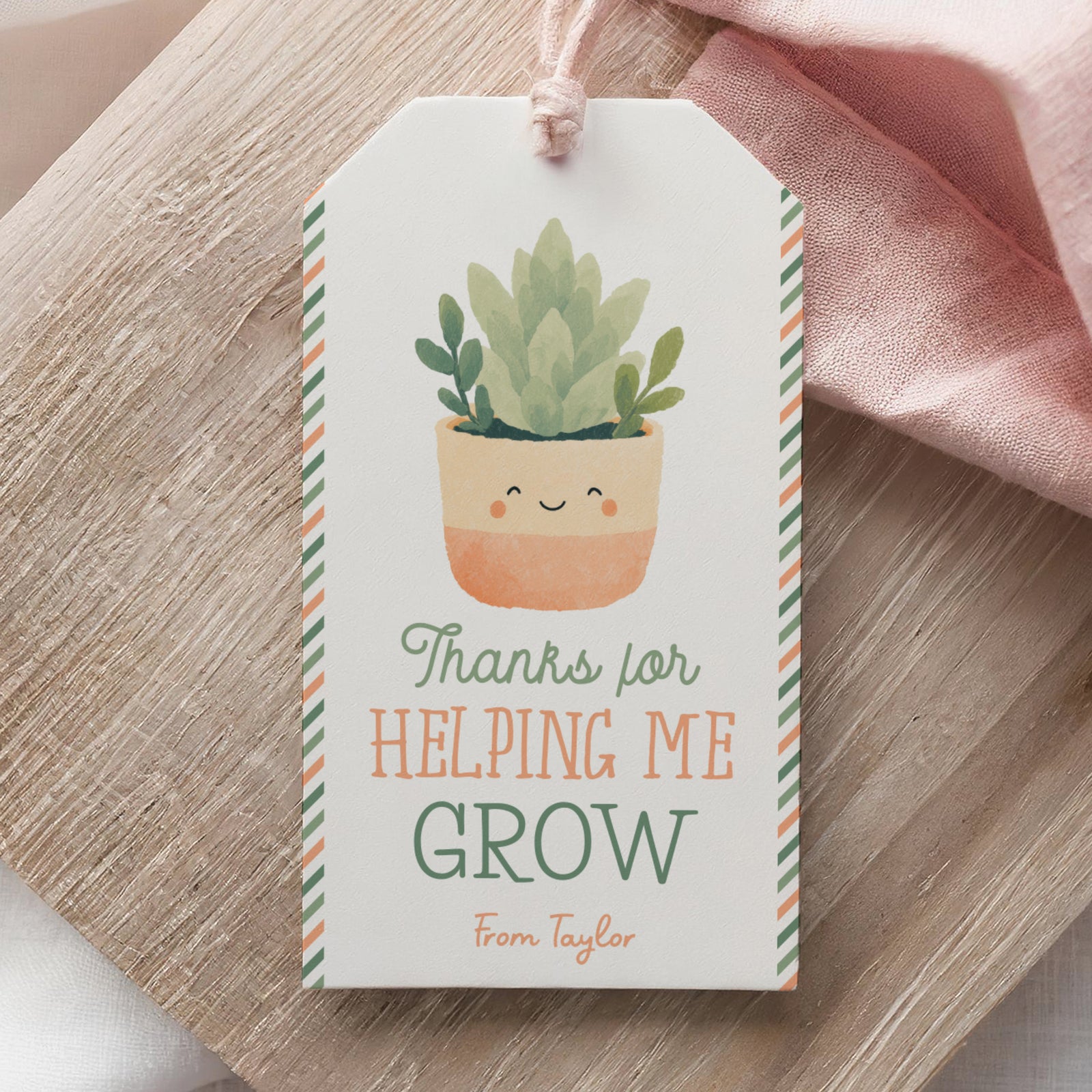 Succulent Teacher Appreciation Tag Template