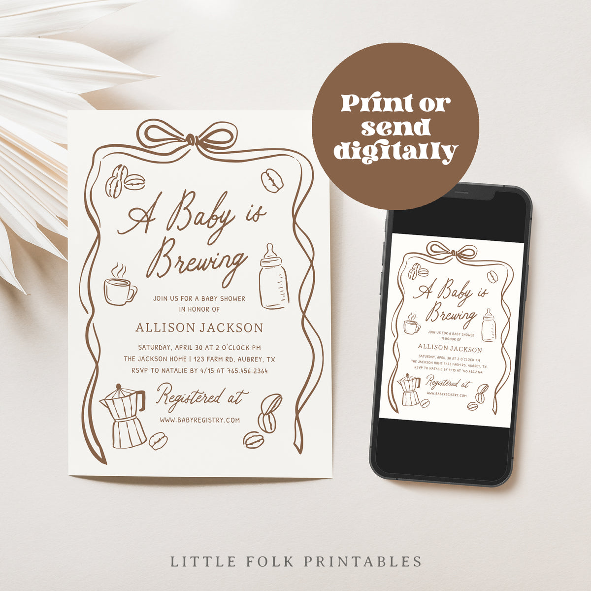 Hand Drawn Coffee Baby Shower Invitation