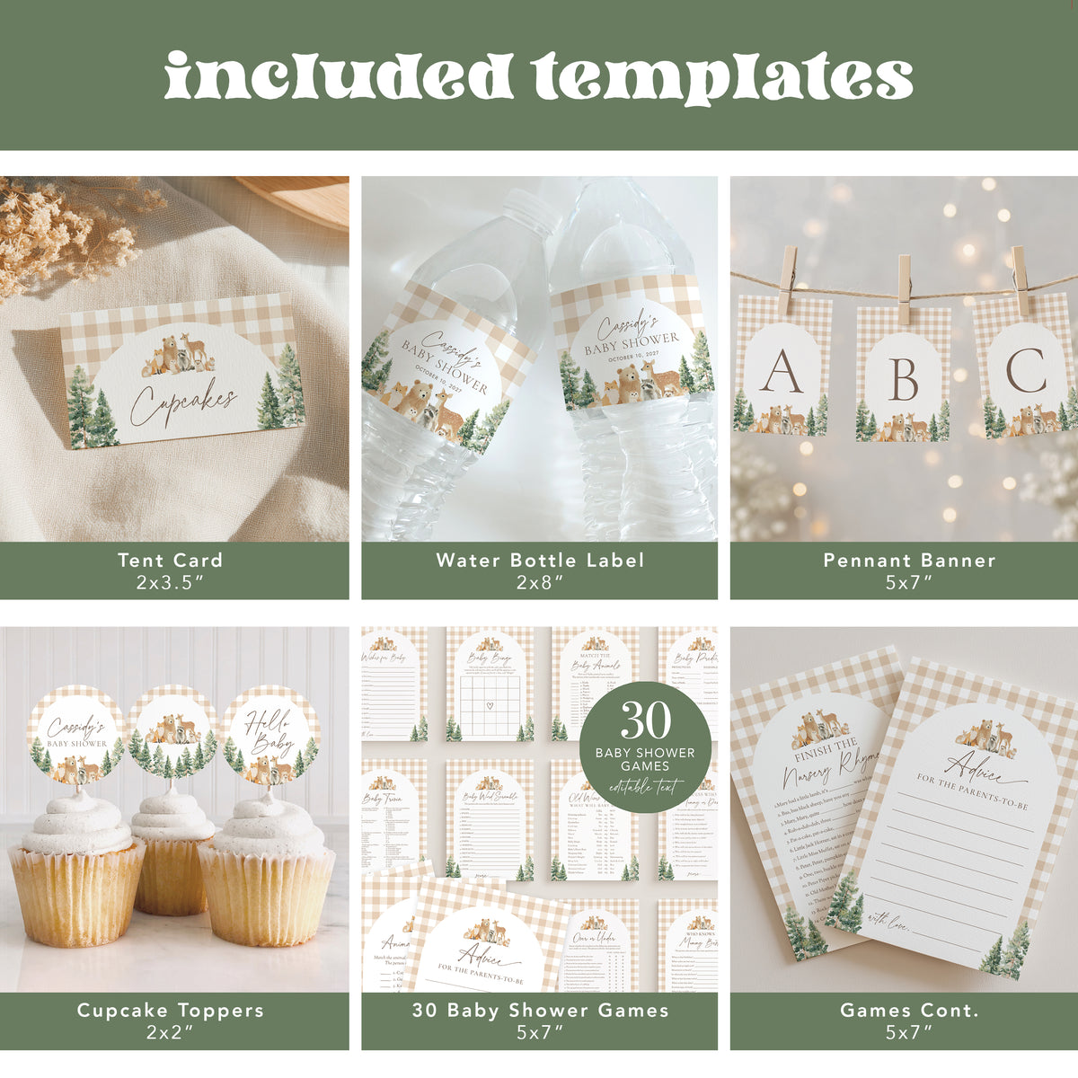 Woodland Gingham Baby Shower Bundle