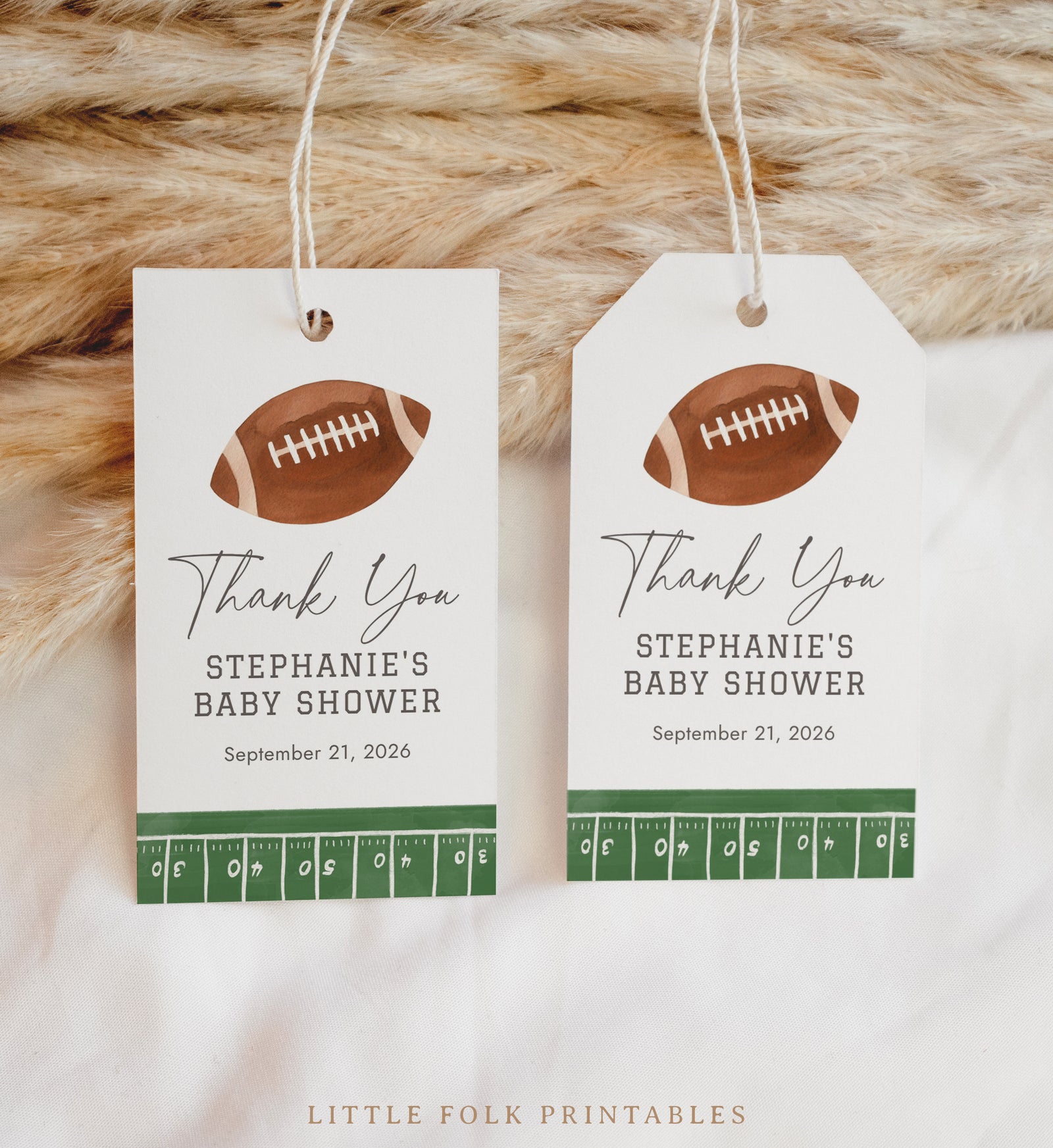 Football Baby Shower Rectangle Favor Tag Template