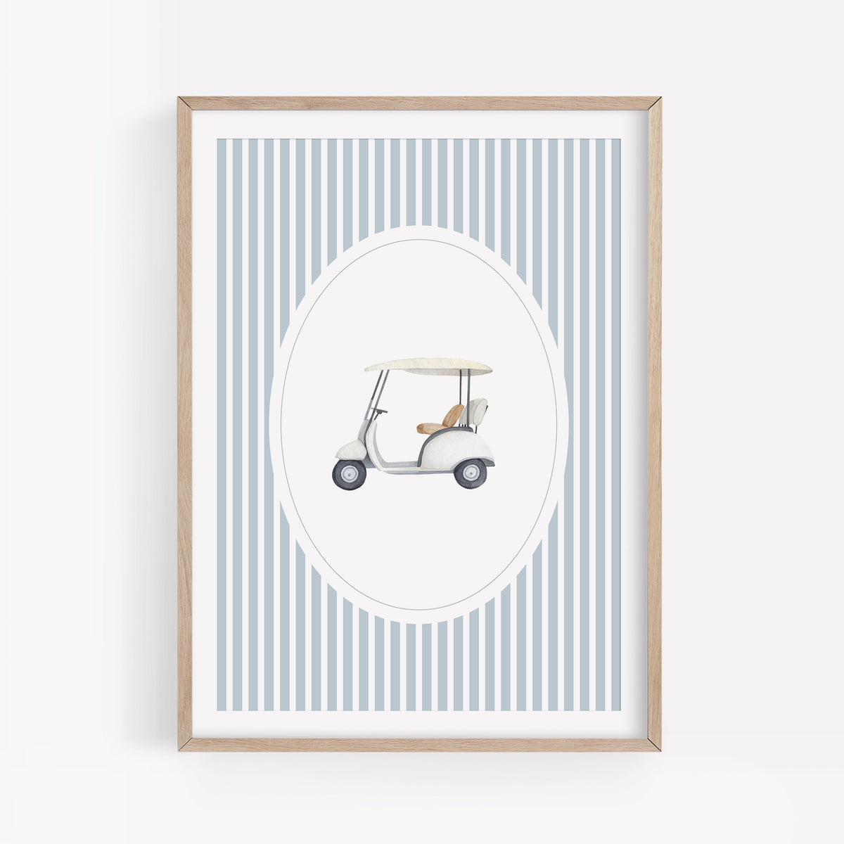 Blue Vintage Golf Cart Print