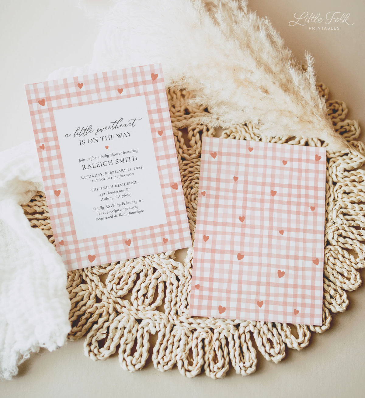 Little Sweetheart Gingham Baby Shower Invitation
