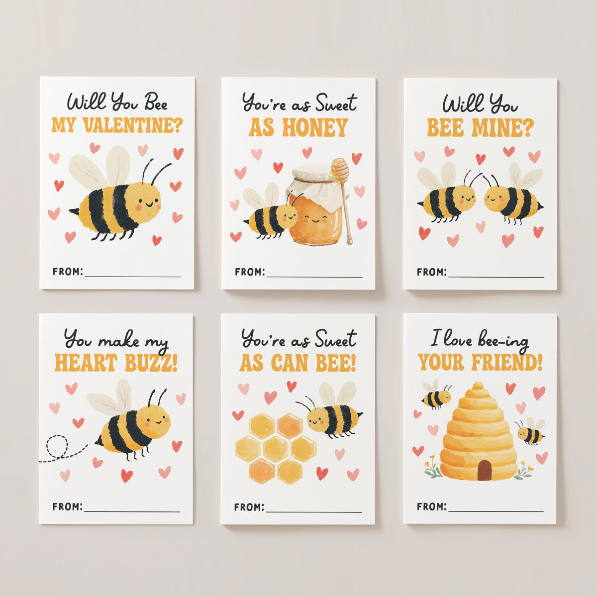 Bee Valentine's Cards
