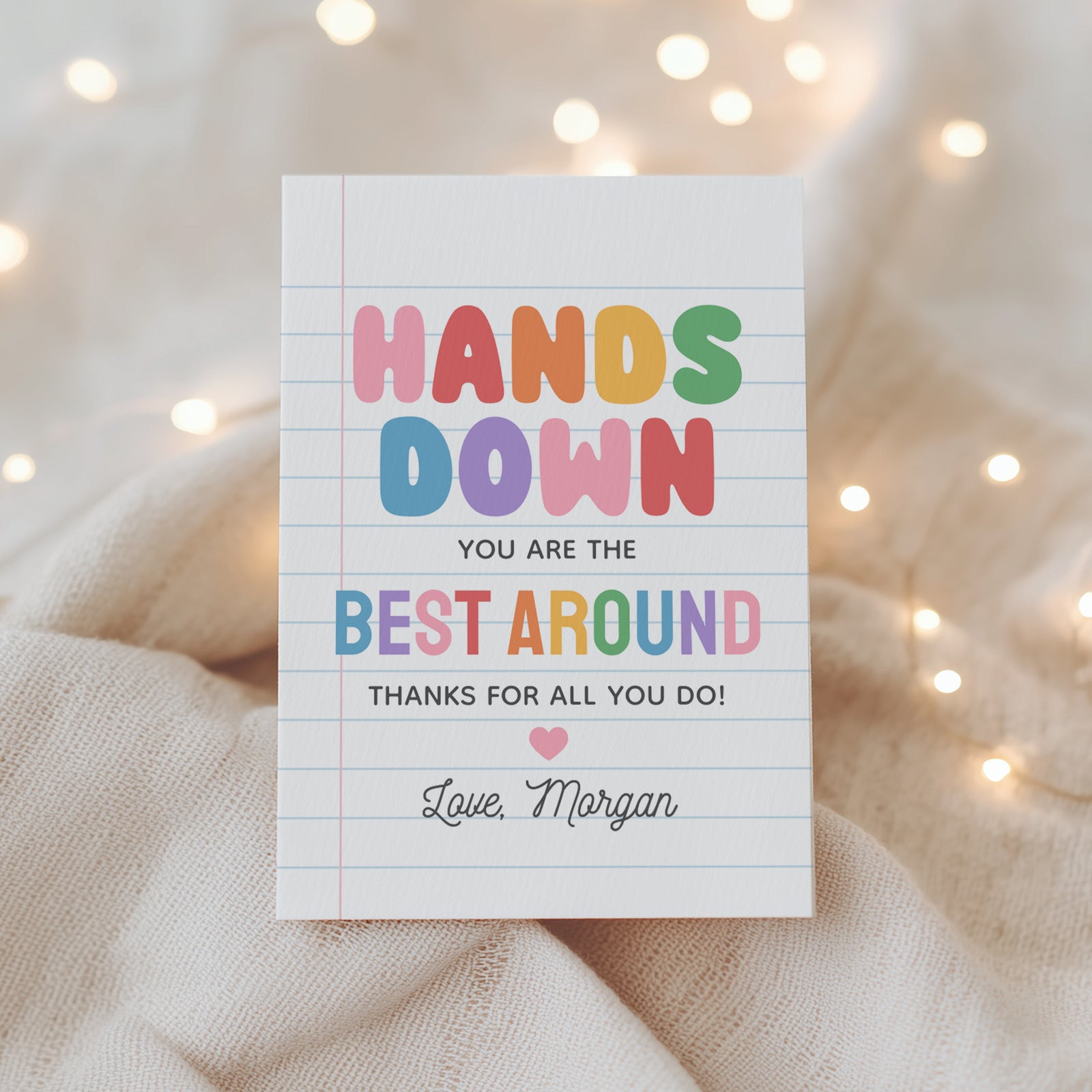 Hands Down Notebook Teacher Appreciation Tag Template