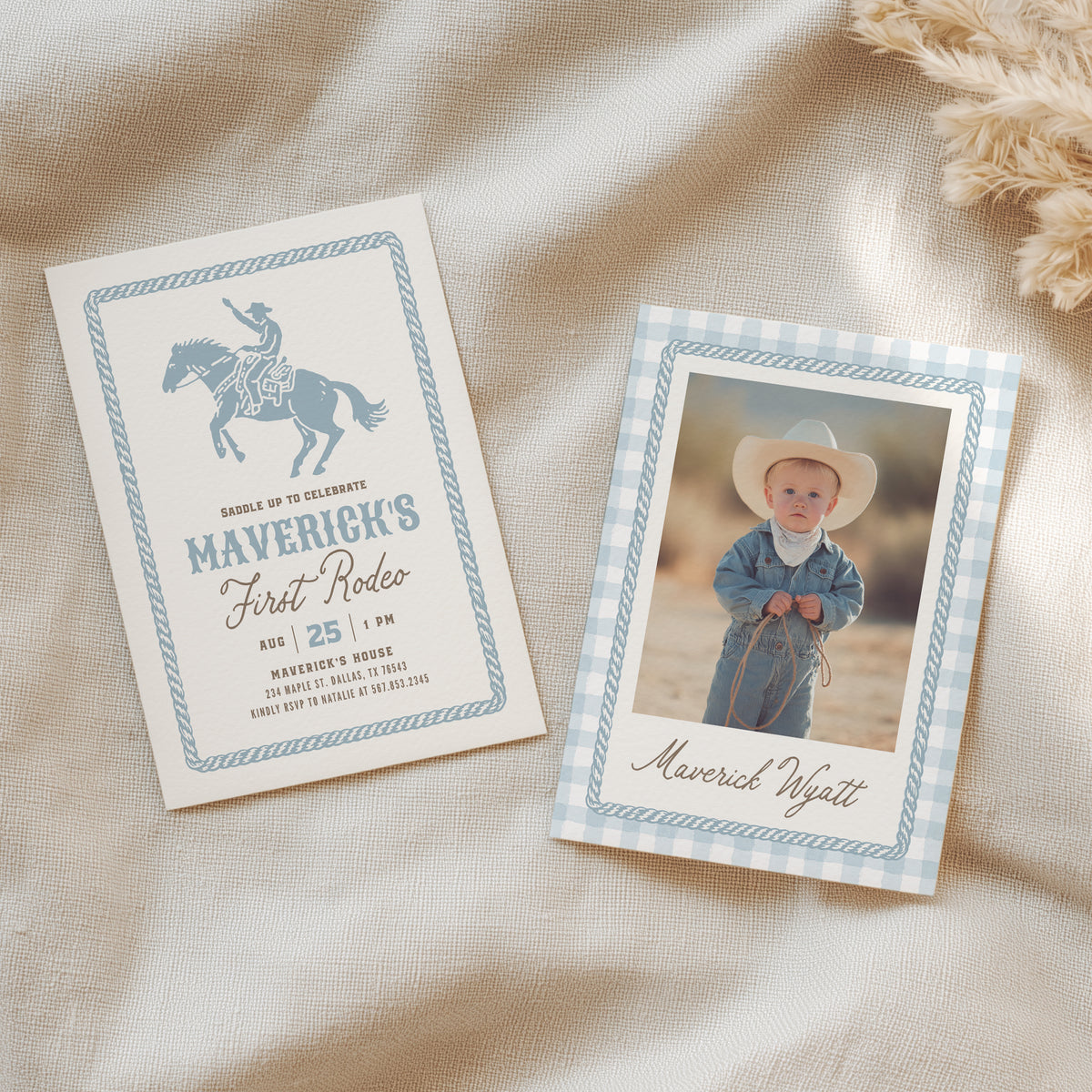 Blue First Rodeo Birthday Invitation