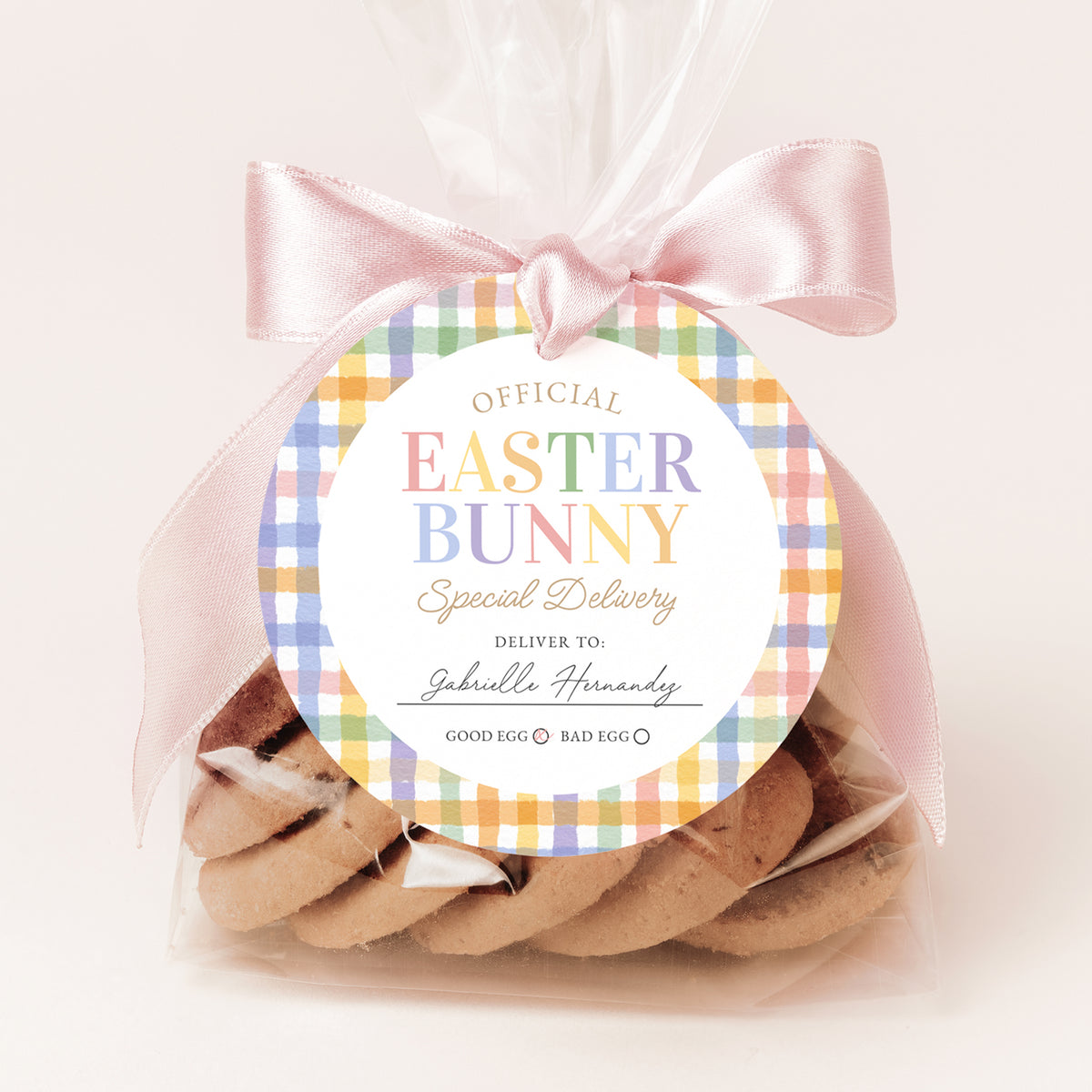 Round Gingham Easter Delivery Tag