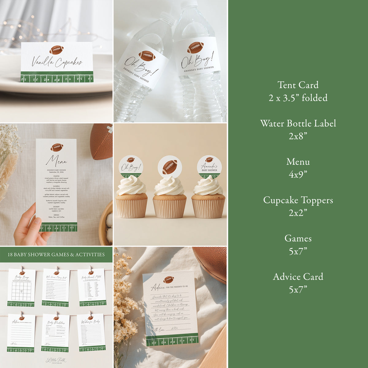 Editable Football Baby Shower Invitation Bundle