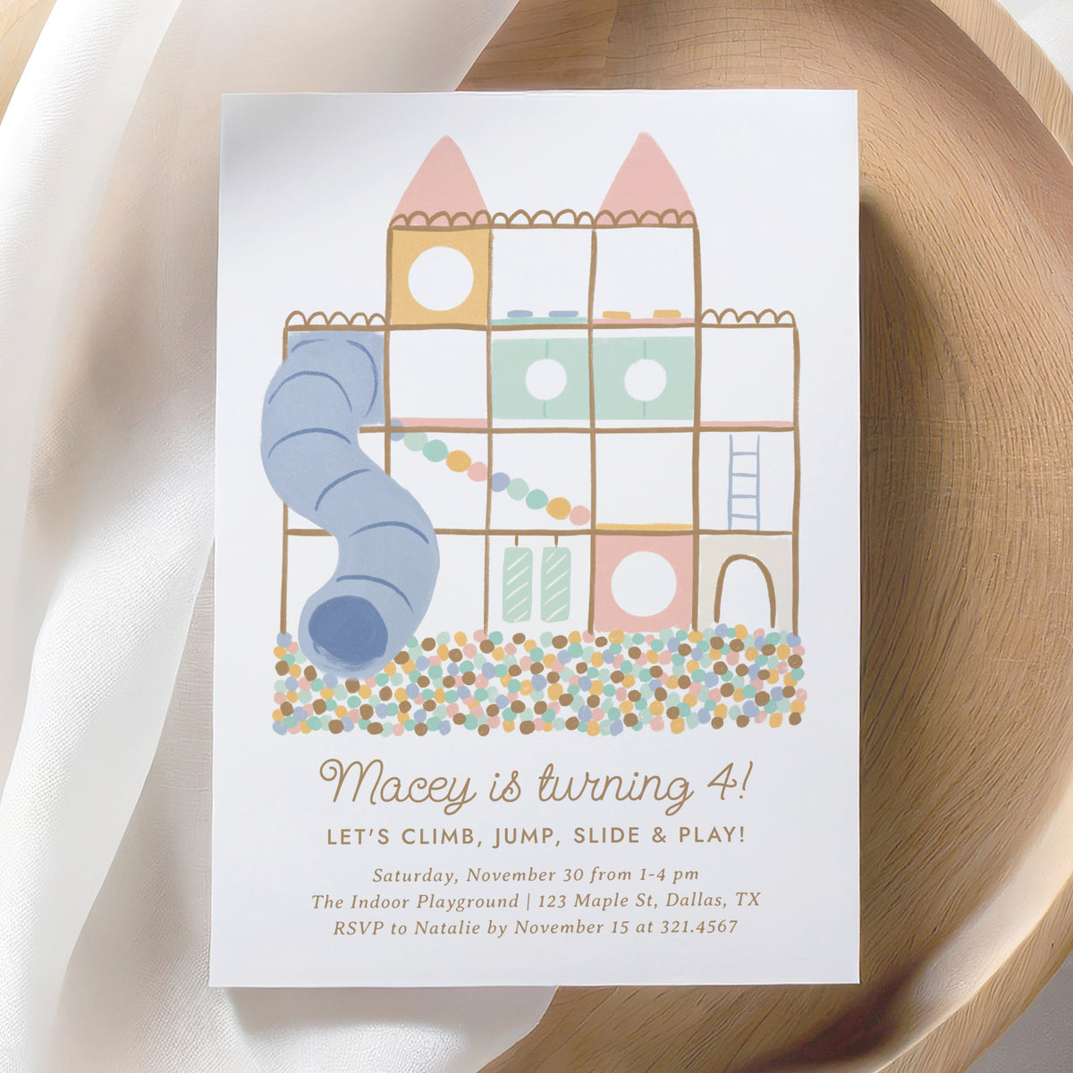 Pastel Indoor Playground Birthday Invitation