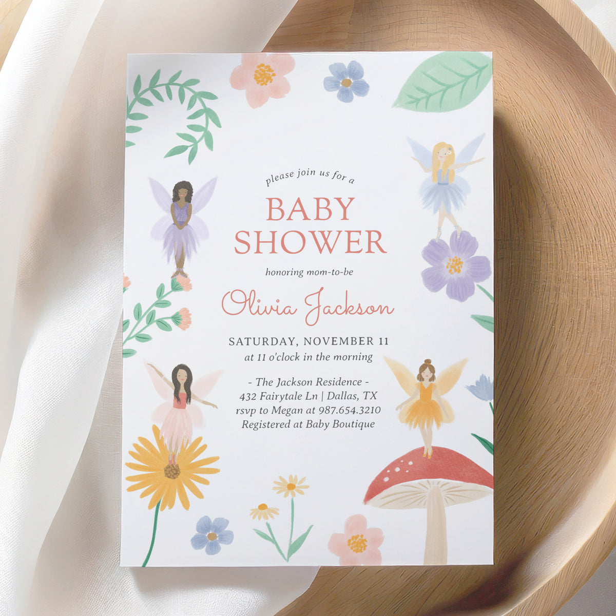 Fairy Garden Baby Shower Invitation