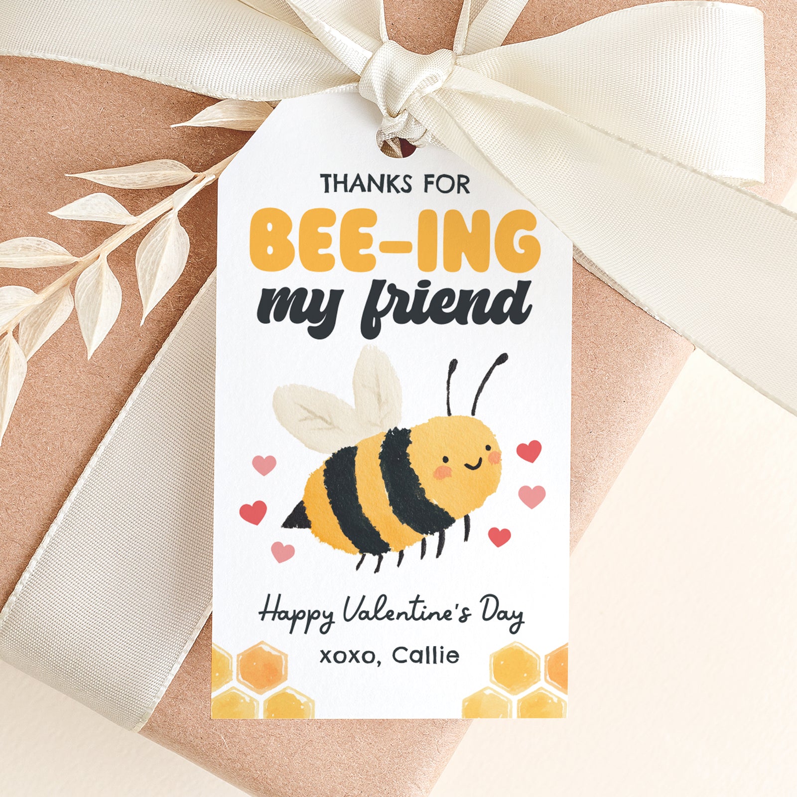 Bee Valentine's Tag Template
