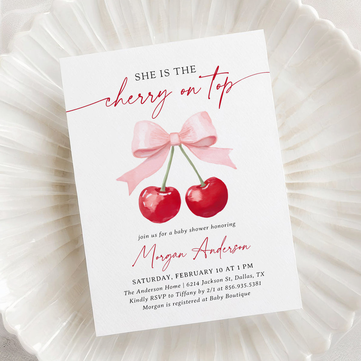 Cherry Baby Shower Invitation
