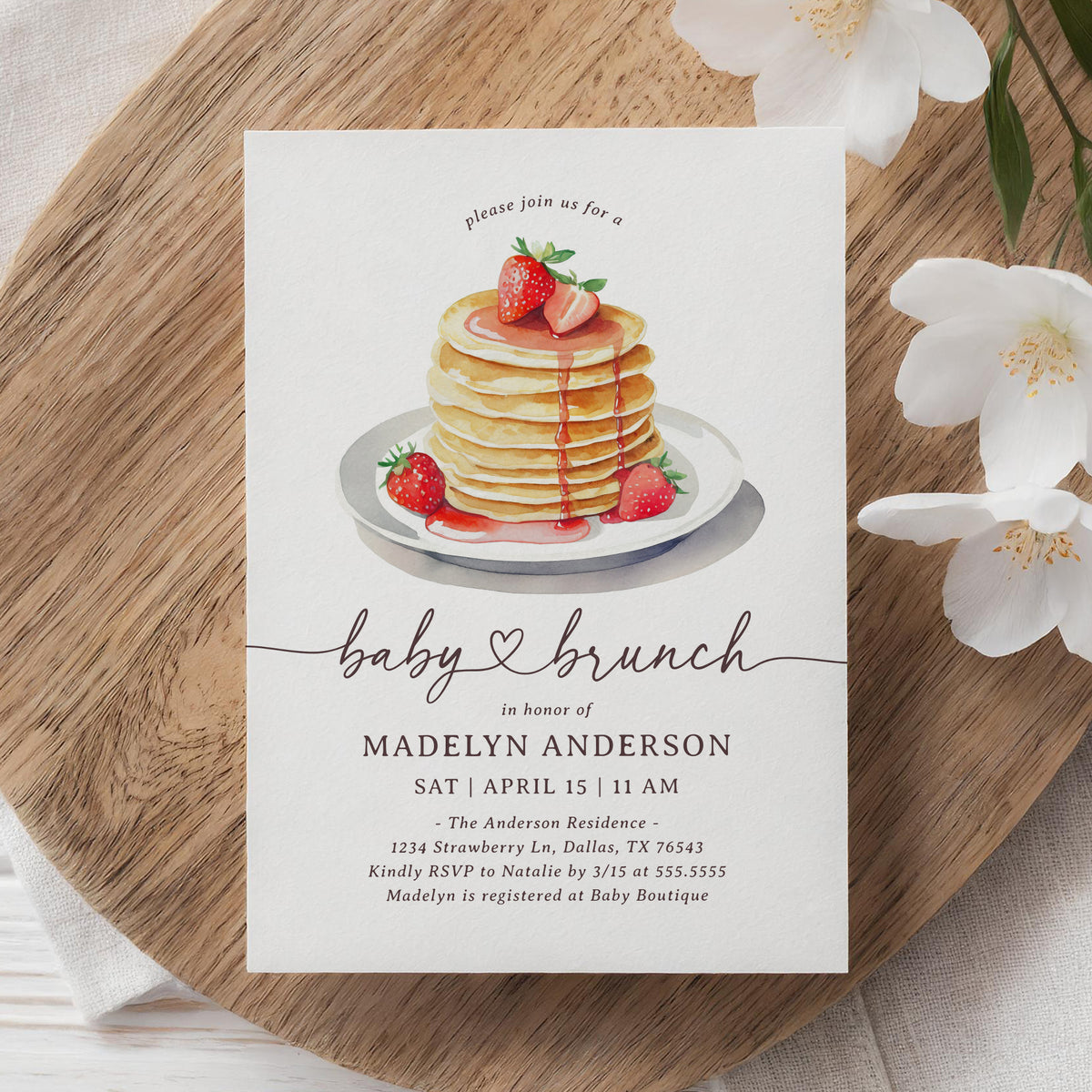 Pancake Brunch Baby Shower Invitation Template